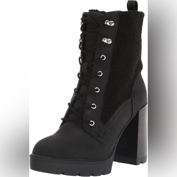 Dolce Vita Shoes - Dolce Vita Dixy Lace Up Sherpa Rugged High Heeled Black Boots Sz 8.5